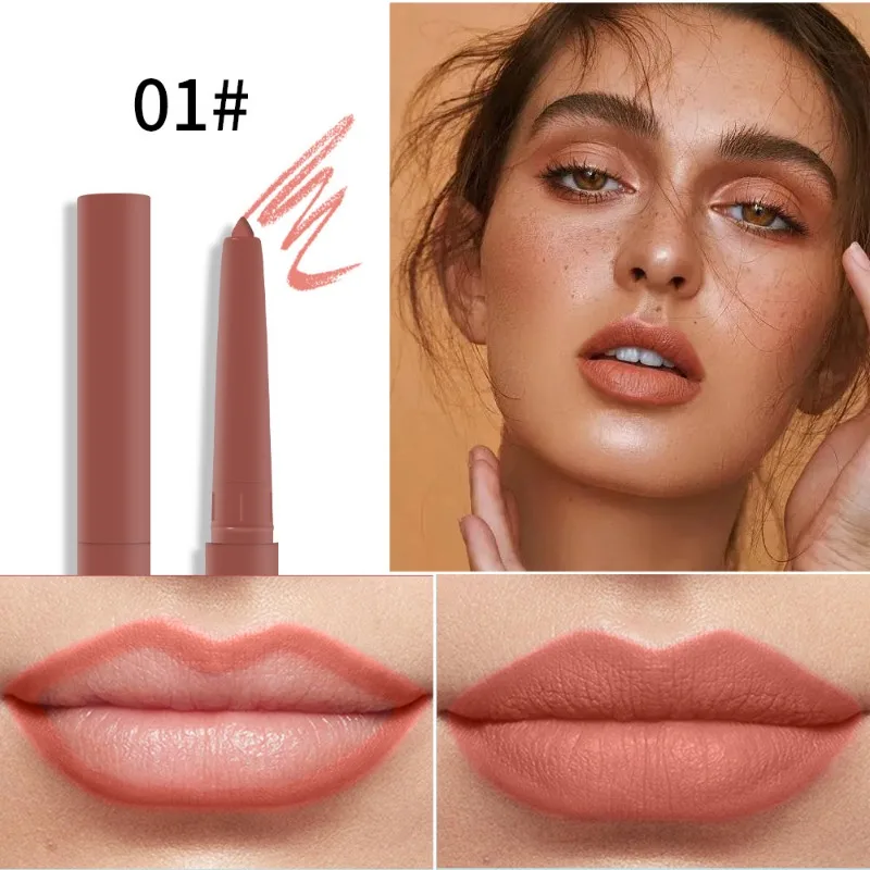 Matita per labbra opaca a 6 colori Matita per labbra antiaderente impermeabile Matita per labbra Marrone nudo Penna per rossetto liscio e duraturo Trucco di bellezza Cosmetico