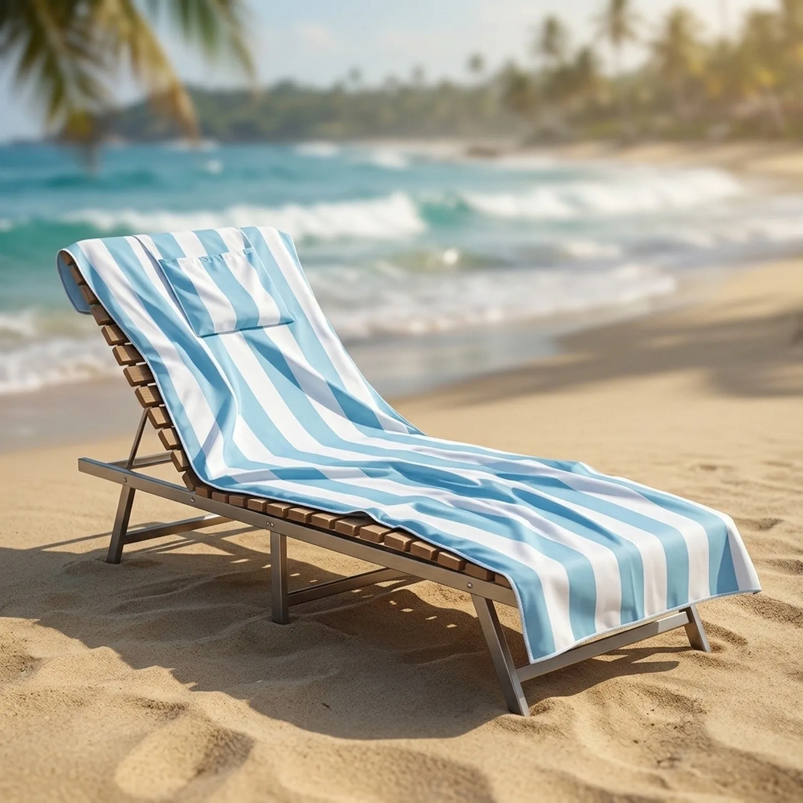 Double Faced Fleece Beach Chair Towel Cover No Sliding Design Perfect for Outdoor Relaxation Easy Washing Machine Care
