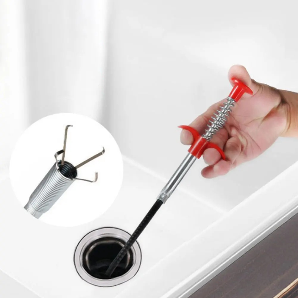 Drain Clog Remover Clogged Drains Opener 4 Claw Drain Cleaning Tool Bendable Plumbing Snake for Kitchen Bathroom Sewer