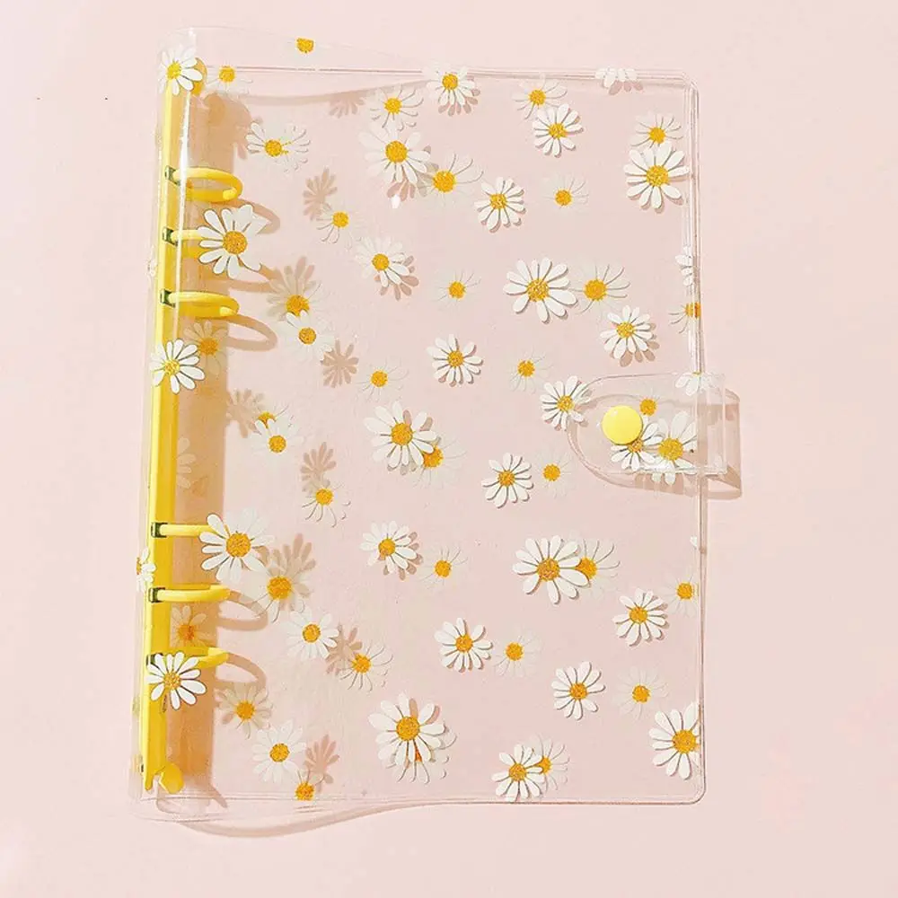 A5 A6 PVC Transparent Cute Little Daisy Notebook 6 Hole Loose-Leaf Notebook Shell Journal Planner Office Stationery Supplies