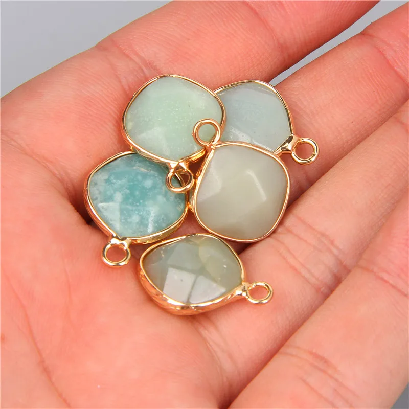2pcs Natural Stone Pendant Faceted Labradorite Agates Charm Connector for Jewelry Making Necklace Accessorie Gift for Women