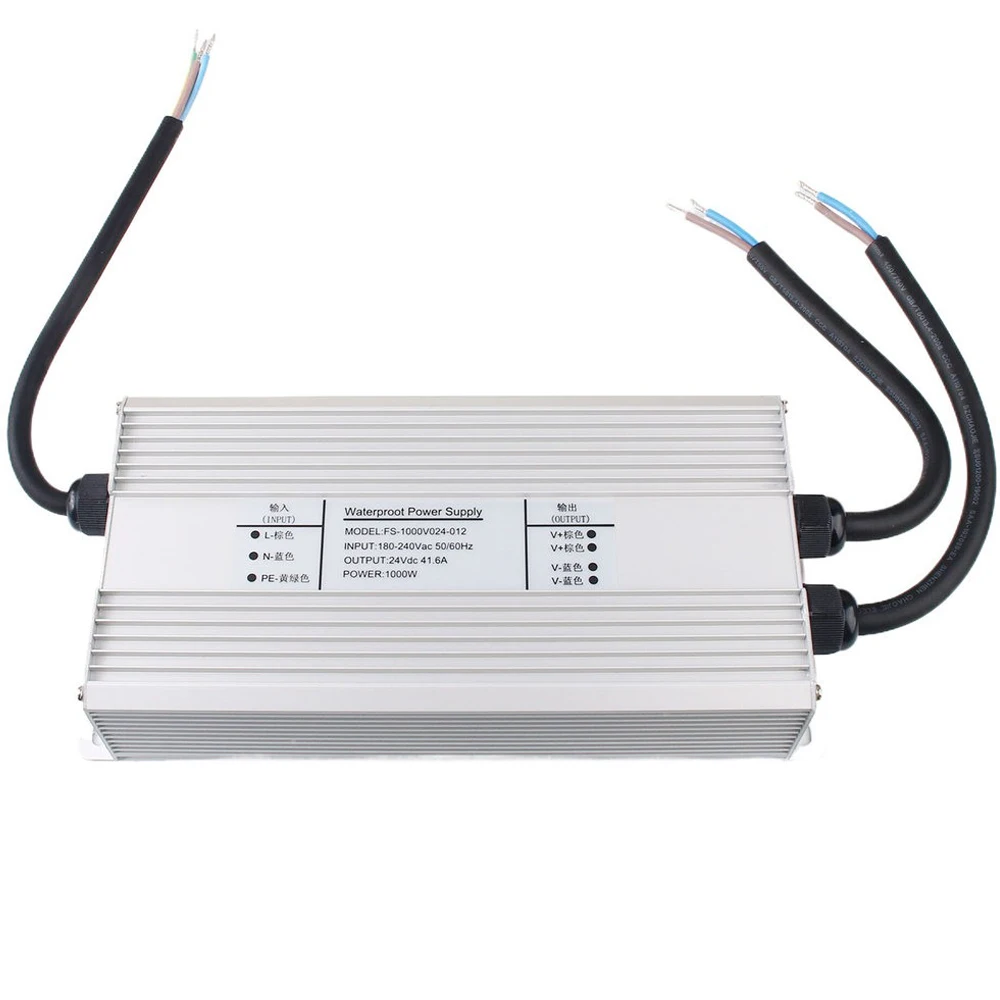 1000W Waterproof Switching Power Supply AC180‑240V to DC24V 41.6A Voltage Stabilizer Transformer Overload Overcurrent Protection