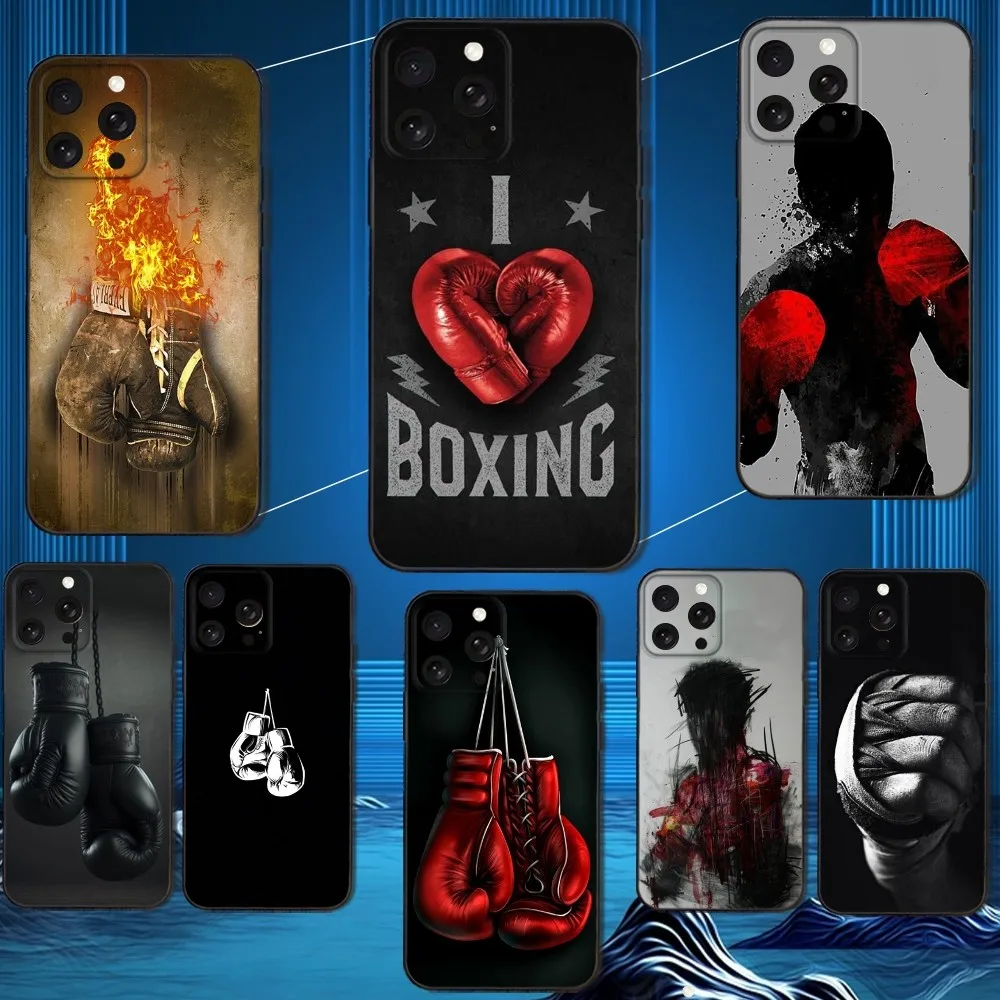 

Cool Boxing Sport Phone Case For iPhone 16,15,14,13,12,11 Plus,Pro Max,XS,X,XR,SE,Mini,8,7,Soft Silicone Black Cover