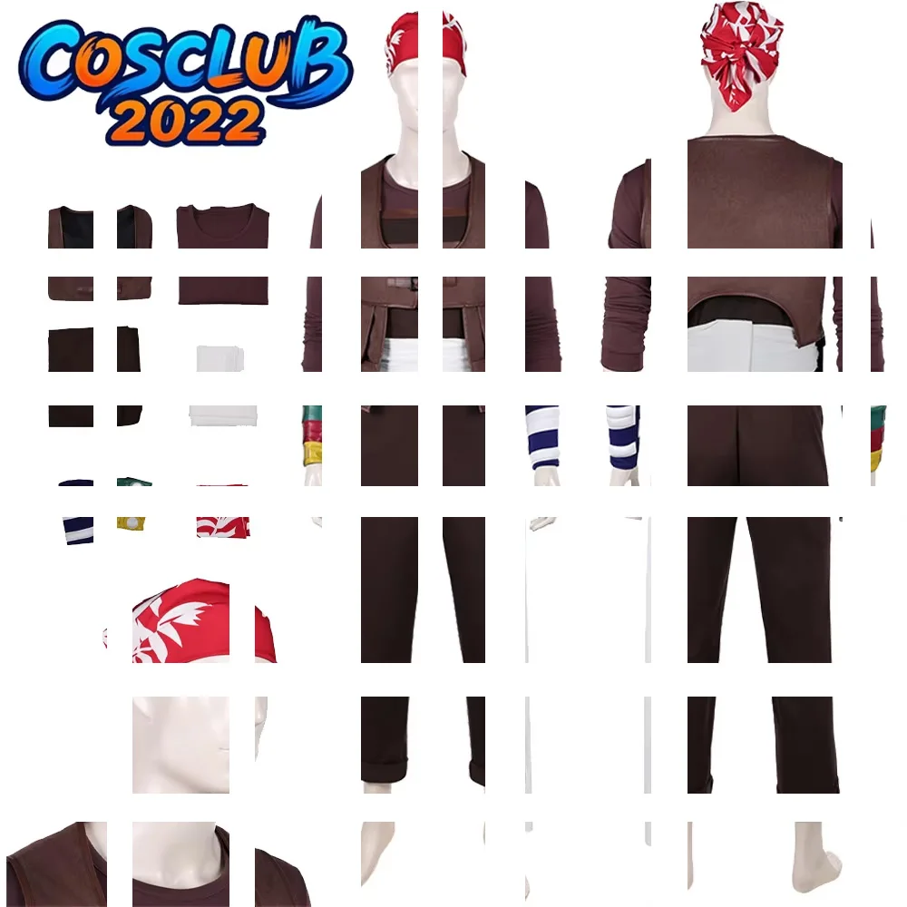 

Usopp Cosplay Red Scarf Costume Shirt Pants Live Action TV Pirate Roleplay Clothing Jumpsuit Halloween Carnival Party Male Suit