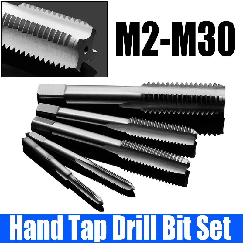 

2PCS M2-M30 Hand Tap Drill Bit Set Alloy Tool Steel Hand Screw Thread Tap Drill Bit Manual Tapping Tool