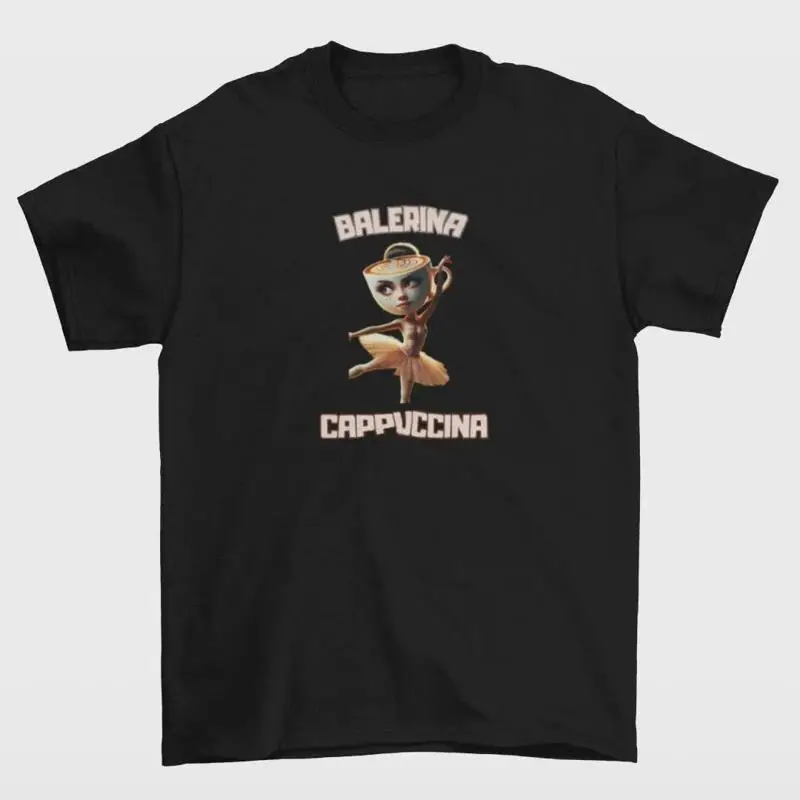 Camiseta con estampado de capuchino Balerina, diseño de cerebro italiano, café estético divertido