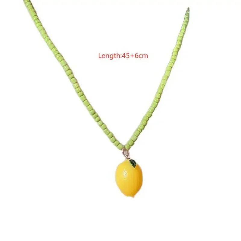 الاتجاه مجوهرات الدوبامين الملونة التفاح الفراولة الليمون الفواكه قلادة عقد من اللؤلؤ للنساء Y2K لطيف المختنق هدية حفلة #5