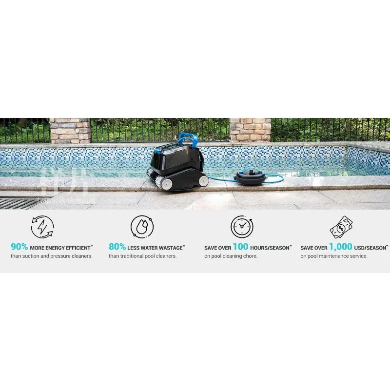 Black Pearl Ultra Robotic Pool Cleaner Battery Powered Inground Vacuum for Pools Up to 10 Ft Deep –Wall Climber, 150 Min Runtime