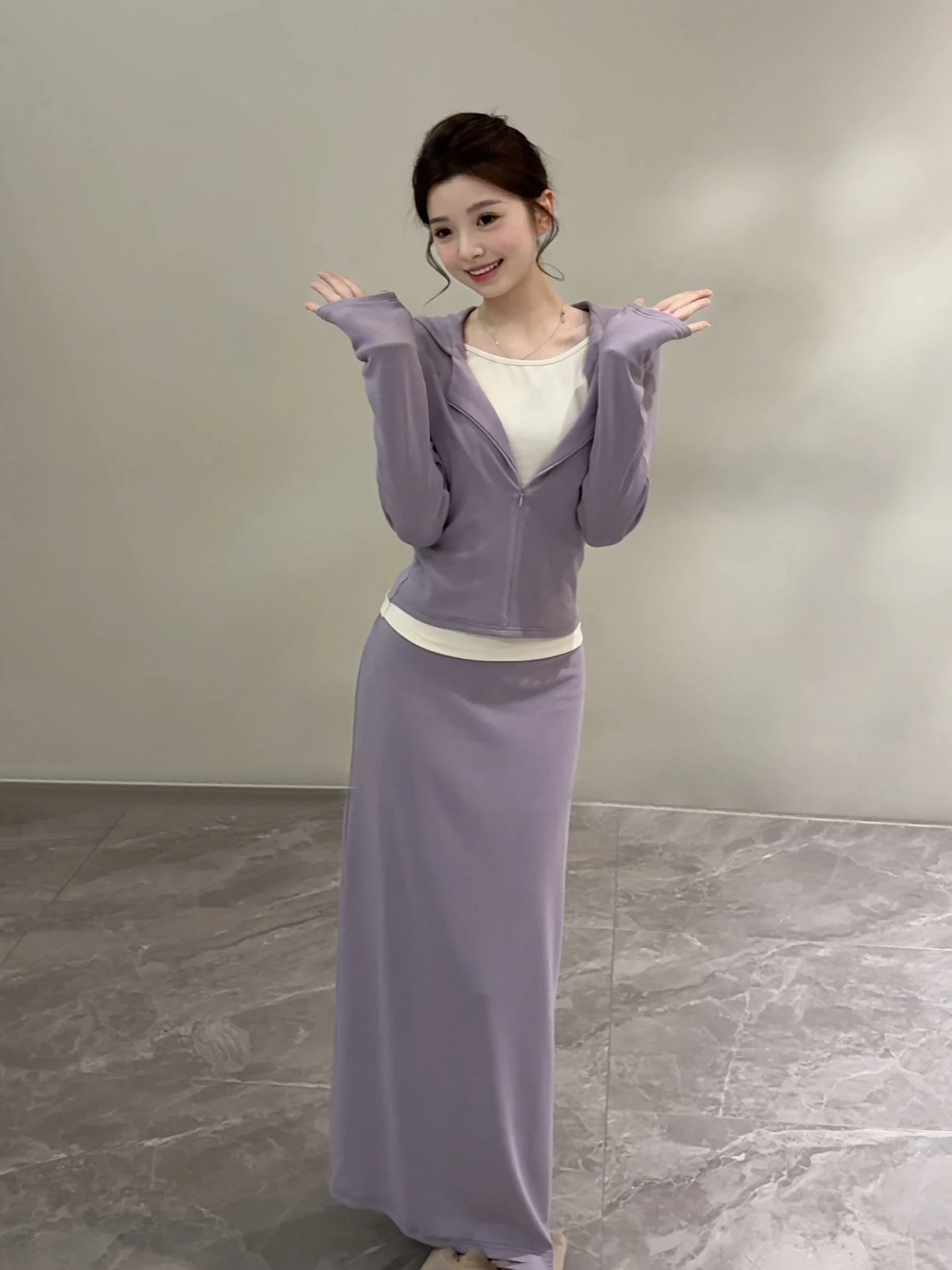 Chic Casual Fashionable Hooded Two-Piece Set Top Half-Skirt Ensemble Autumn New Arrival Slim Fit Stylish EnsembleDT2660