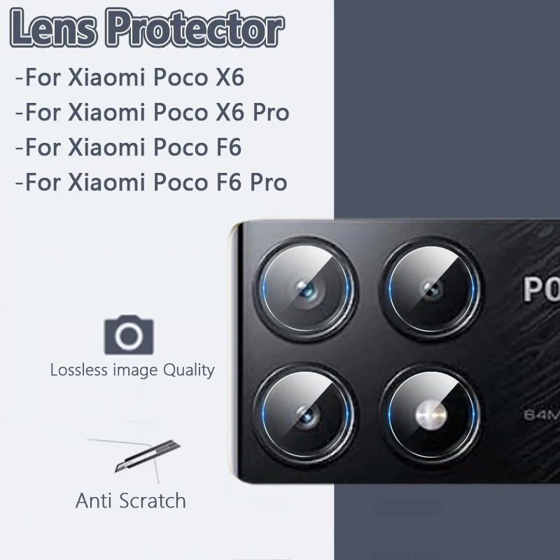 Protecteur d'objectif pour Xiaomi Poco X6 F6 M6 Pro, Ultra clair, mince, anti-rayures, Film FET souple, couvercle d'objectif de caméra arrière, protection antichoc