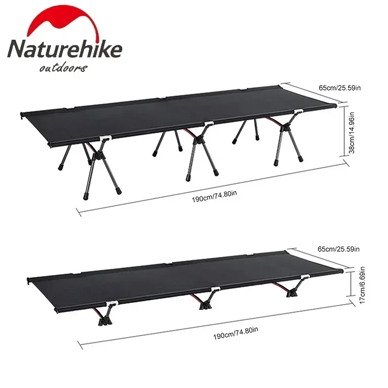 Naturehike Portable Bed Camping Folding Outdoor Sleeping Lightweight Tourist Multifunctional Bunk Field Wide Bed Individual