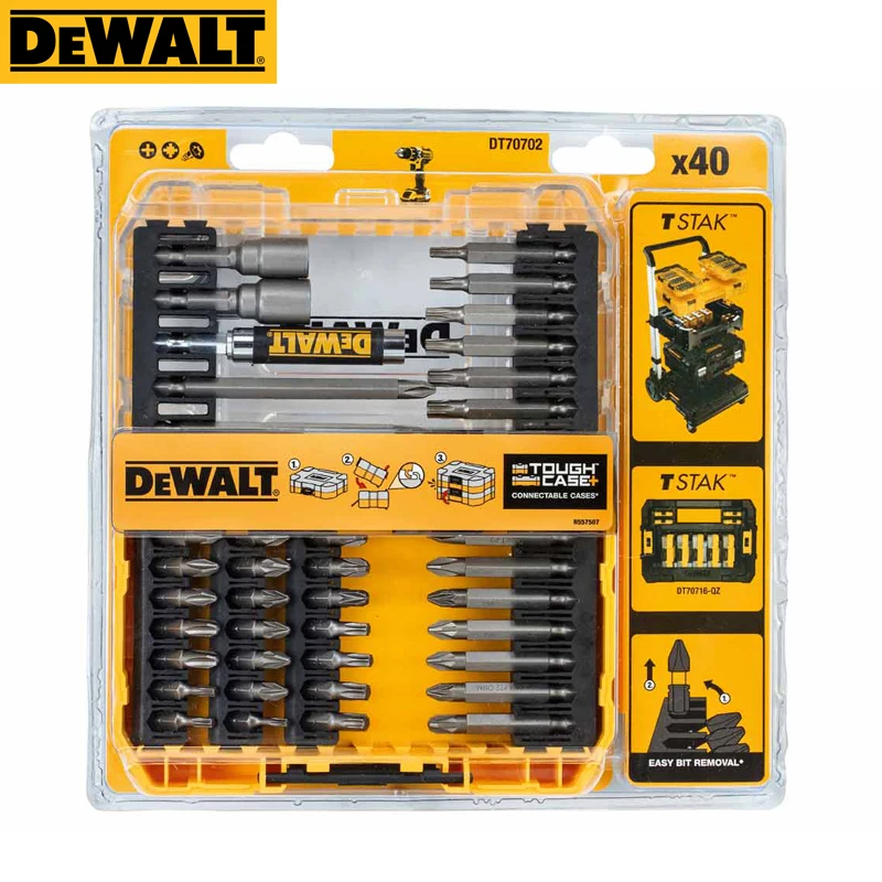 DEWALT DT70702 40 قطعة مجموعة لقمة مثقاب 1/4 "عرافة عرقوب لمفك البراغي اللاسلكي صالح TStak العلبة مع ملحقات حافظة صعبة