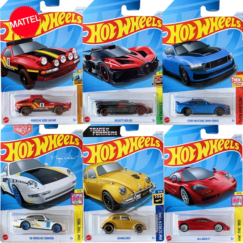 2024Q Mattel Hot Wheels Car 1/64 Diecast Toys for Boys Bugatti Bolide Trans Formers Bumblebee Ford Porsche Vehicle Model Gift