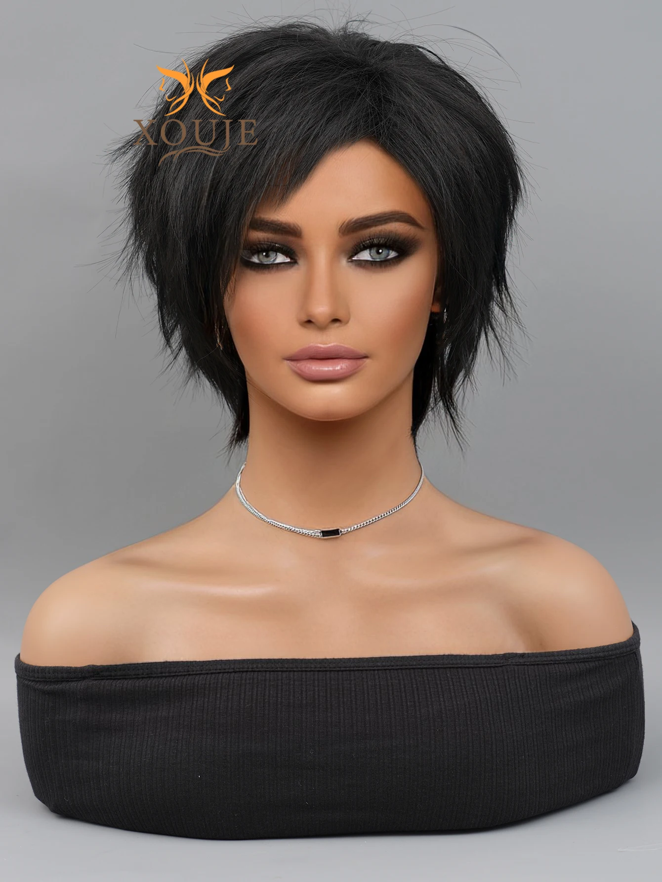 Black Short Straight Hair Pixie Cut Wig for Women