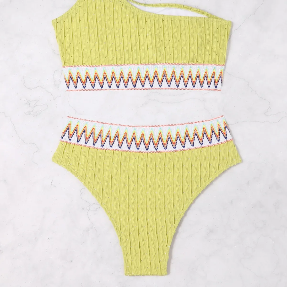 2025 Summer New Sexy One Shoulder Women Split Bikini Simple Solid Color Female Swimsuit Two-piece Sets