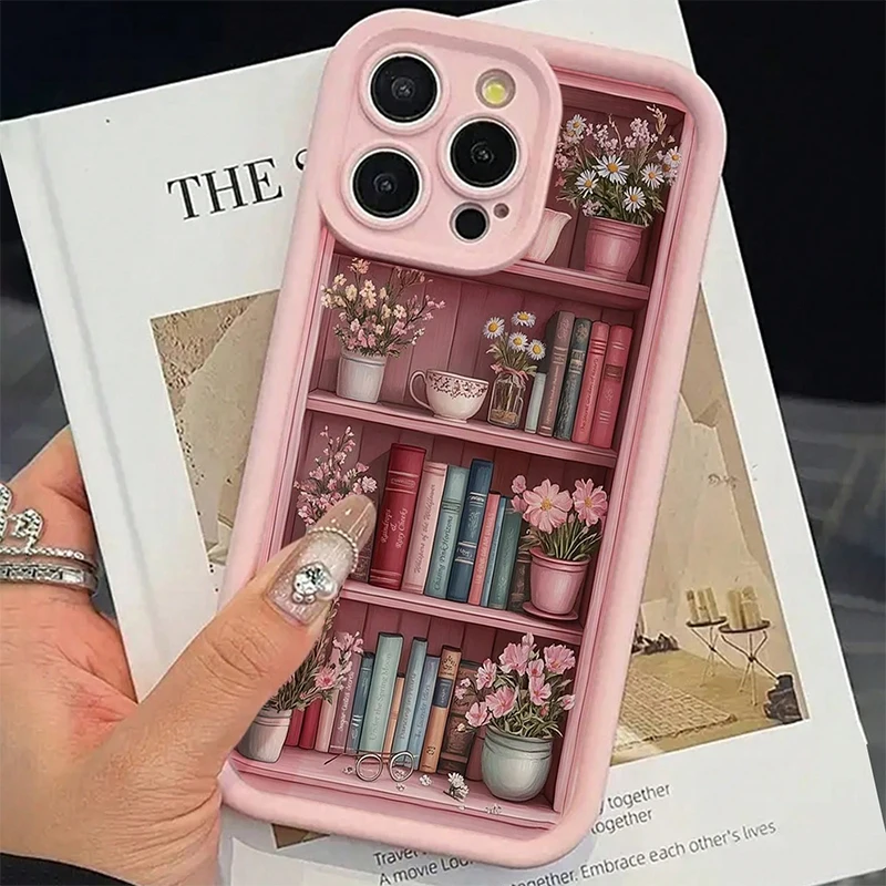 Pink Soft Shockproof Phone Case With Paintbook Design For iPhone 18 17 Pro Max Air 16 15 14 13 12 11 XS XR X 7 8 Plus 16E Cover