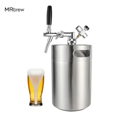 Mini Keg Growler Kit (5L Beer Keg & Adjustable Beer Faucet & 60psi Co2 Charger & Beer Keg Spear),Beer Disoenser For Home Brewing