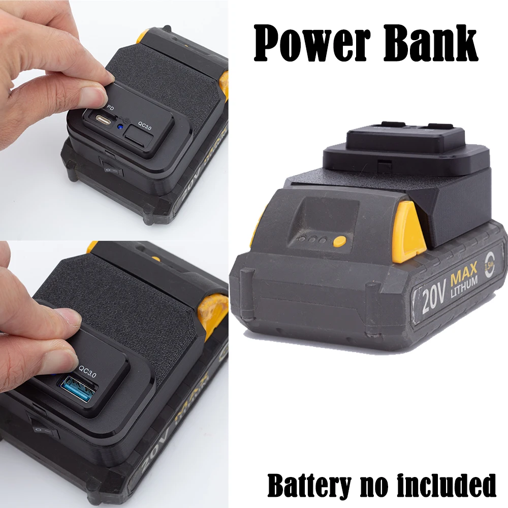 Deko-adaptador de Fonte de Energia Bateria de Lítio 20v pd Qc3.0 Carregador Rápido Usb tipo c sem Bateria