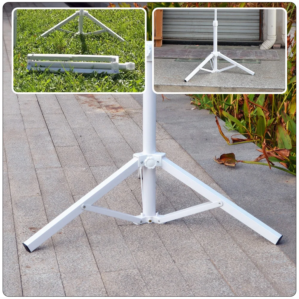 Ferro tripé Stand para quintal parasol, praia Umbrella Base, Outdoor Sunshade Rack Holder, branco