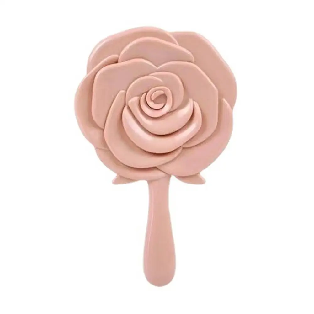 Retro Rose Flower Shape Maquiagem Compact Hand Mirror, espelho cosmético, 3D Stereo, X2o8