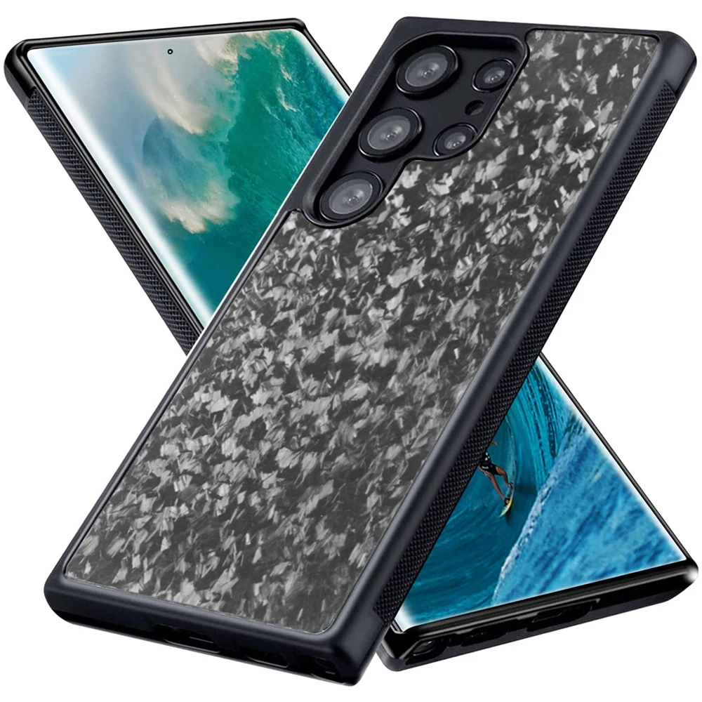 

For Samsung Galaxy S23 Ultra Case Gloss Carbon Forged Carbon Fiber TPU edge Phone Case for Galaxy S23Plus Anti-fall Cover Shell