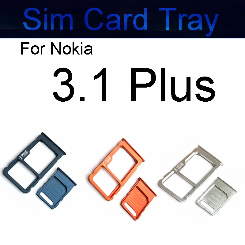 

Sim Card Tray Holder For Nokia 3 / 3.1 / 3.1 Plus TA-1032 1 Set Sim SD Slot Card Reader Adapter Replacement Repair Parts Black