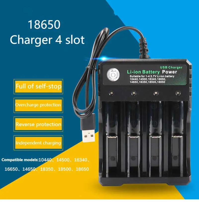 1/2/4 Slots 18650 Battery Charger For 3.7V Rechargeable Lithium AC 110V/220V 10440 14500 16340 16650 14650 18350 18500 Batteries