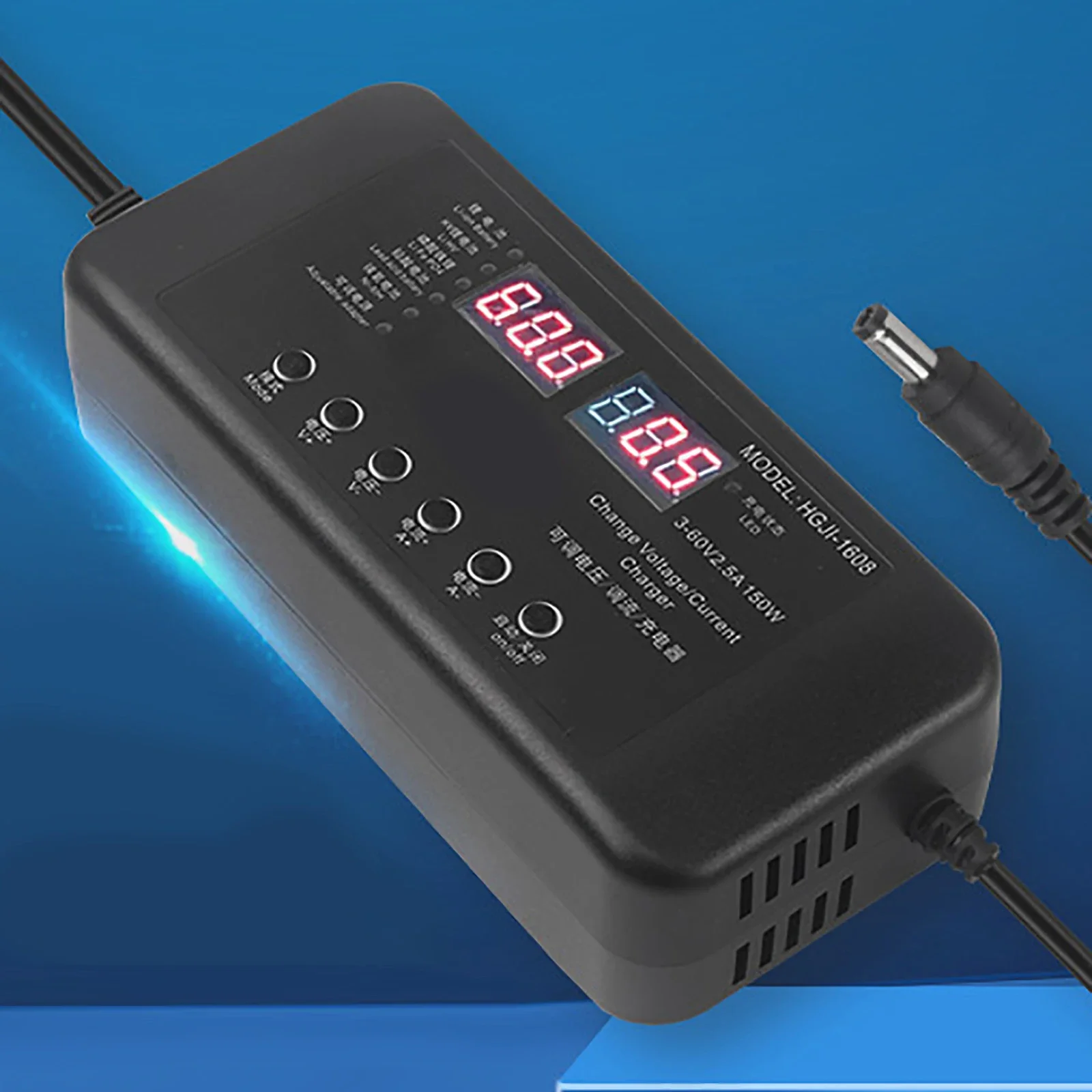 

3V-60V 150W Adjustable Power Adapter Charger With Display Screen for Lithium / Li-ion Phosphate / lead acid Battery E-Vehicle