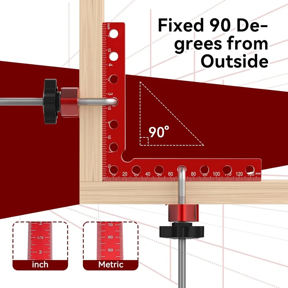 90° L-Shape Aluminium Alloy Right Angle Positioning Square Clamp, Pro Woodworking Clamp for Picture Frames Cabinet Drawers