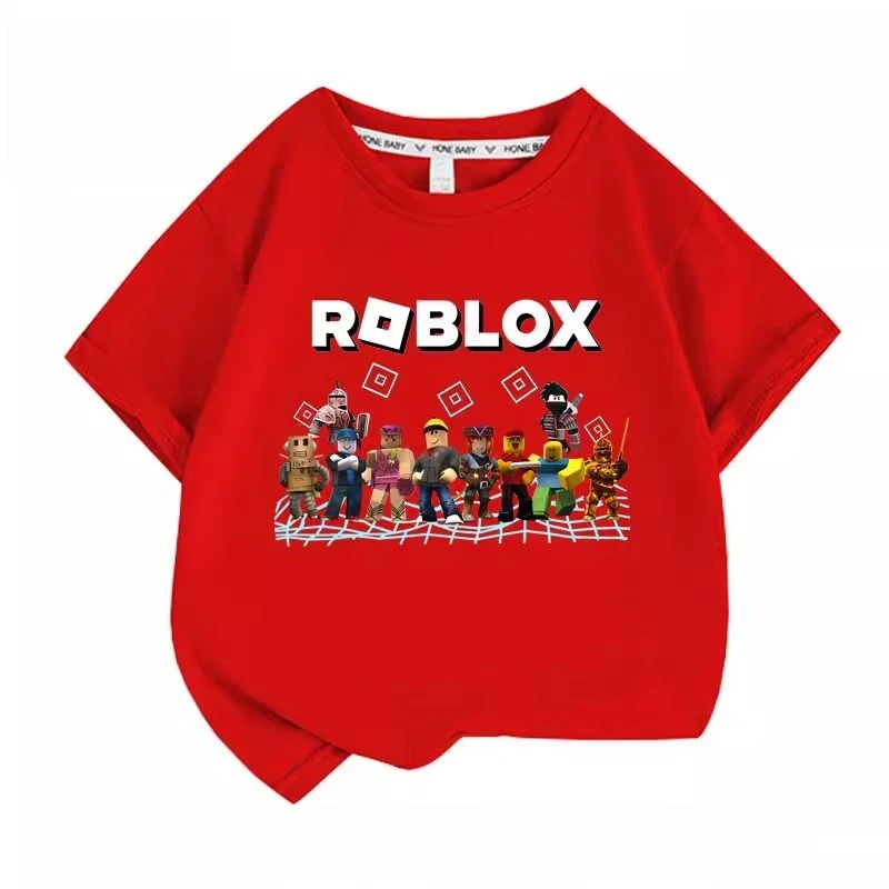 جديد Roblox الأطفال الصيف قصيرة الأكمام تي شيرت قاع قميص الفتيان والفتيات نصف كم بلايز مطبوعة قصيرة الأكمام