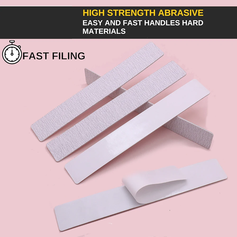6Pcs Replaceable Nail File Sanding Sticker 100/180 Grit Self-Adhesive Sandpaper File Strip Reusable Manicure File Nail Art Tools