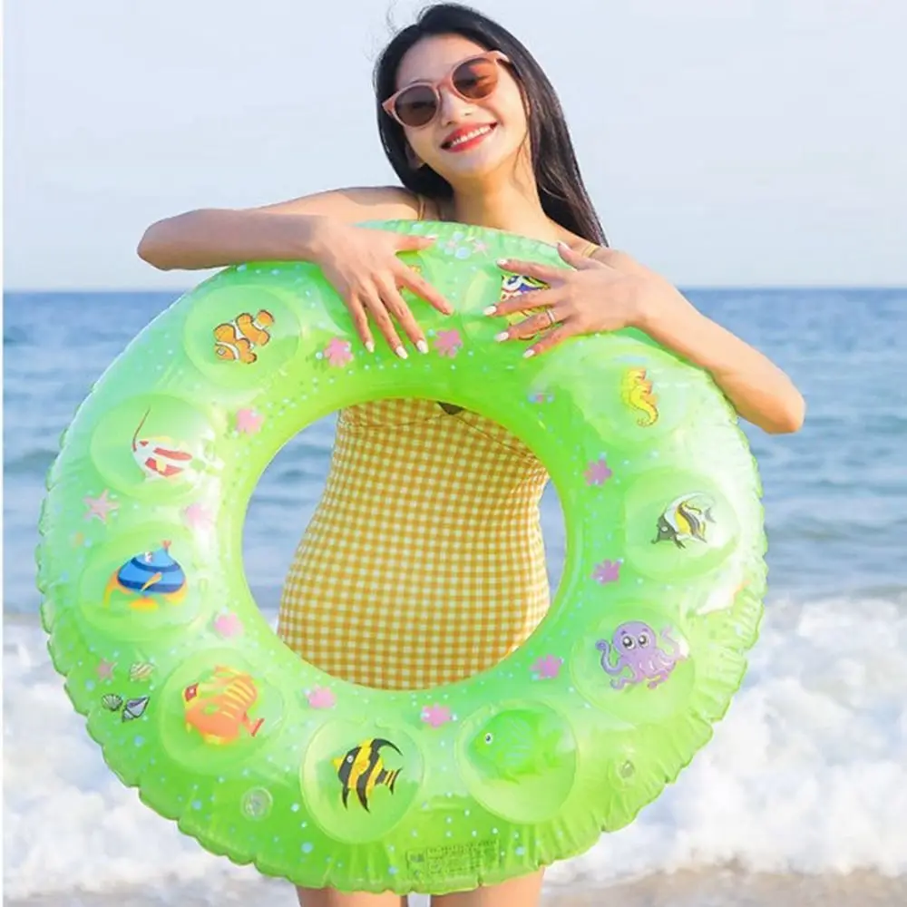 كريستال شفاف طبقة مزدوجة سميكة عوامة للسباحة البلاستيكية معدات الحديقة المائية نفخ وسادة هوائية مزدوجة الطفل تحت الإبط تعويم الدائري