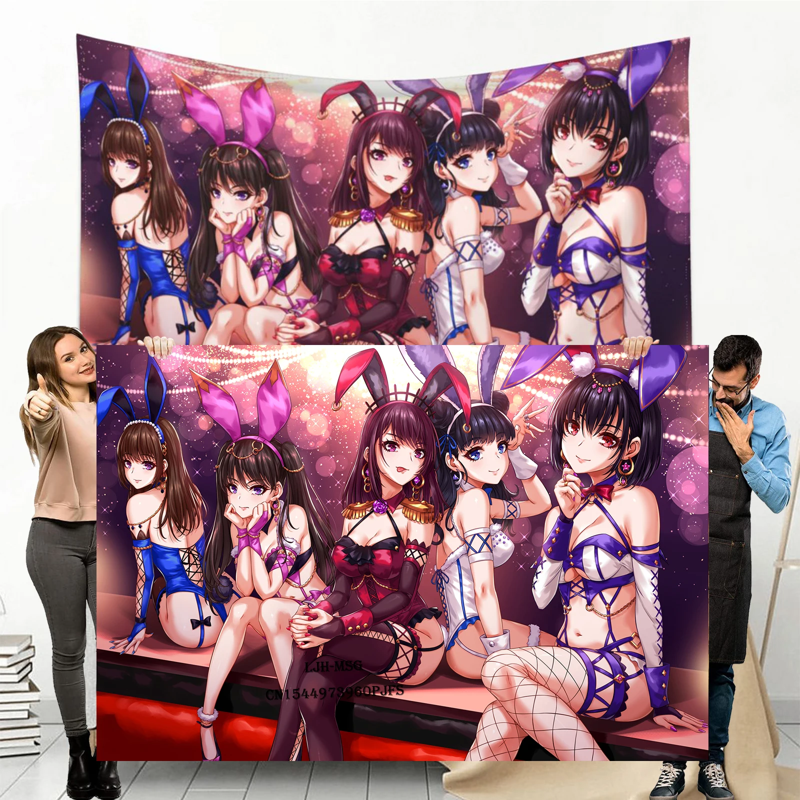 

Гобелен Kawaii Bunny GIrls Хентай, настенные гобелены аниме сексуальные гобелены в стиле Триппи настенные подвесные для взрослых спальни, гостиной Декор