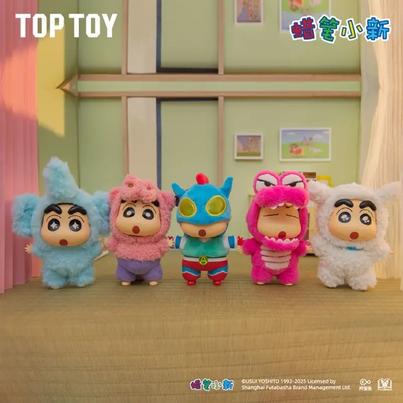 Miniso toptoy genuíno crayon shin chan caixa cega vestir-se festa série vinil pelúcia artesanal bonito boneca surpresa brinquedo presente