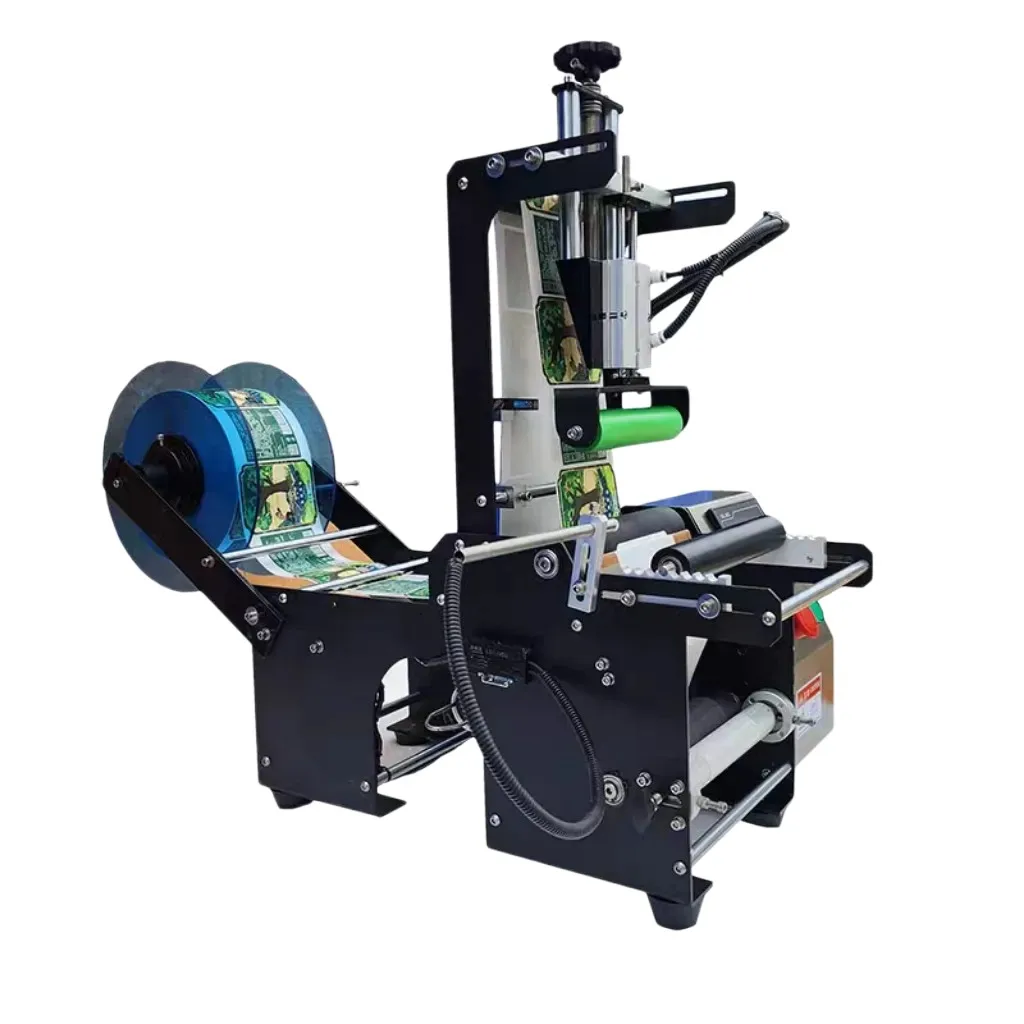

ZS-YP100 Paper Label Sticking Machine for Glass Wine Round Bottle Packing Slitting Equiment Round Labeling Machine