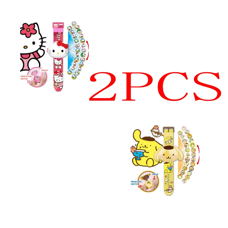 Sanrio Hello Kitty jouets ensemble Projection 3D montre numérique cannelle Kuromi mélodie Anime figurines modèle jouet enfant cadeau