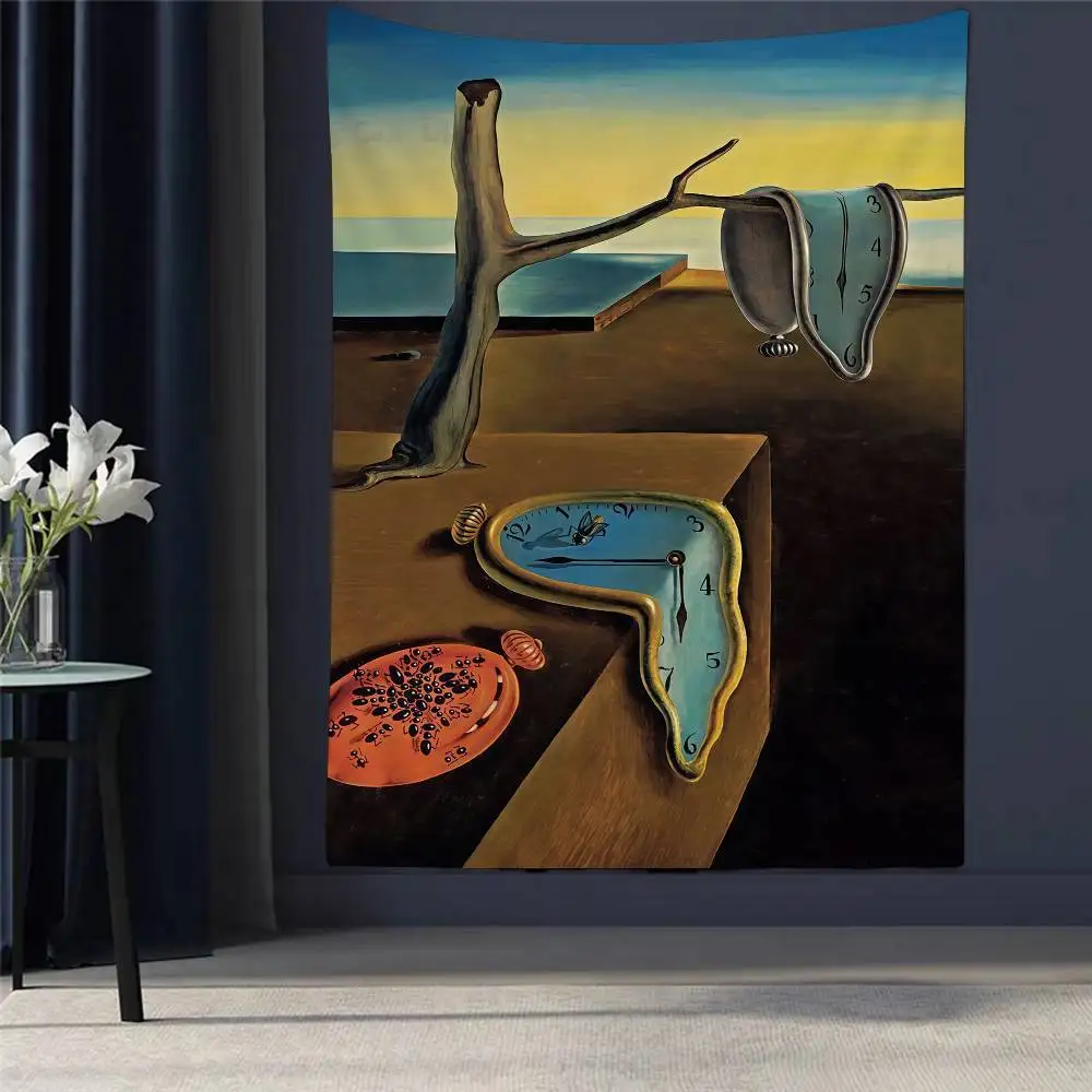 

S-Salvador Dali Abstract Art Cartoon Tapestry For Living Room Home Dorm Decor INS Home Decor