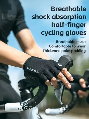 ROCKBROS Bike Gloves Half Finger Summer Breathable Anti-slip SBR Pad Shockproof MTB Road Bicycle Gloves Cycling Shorts Gloves