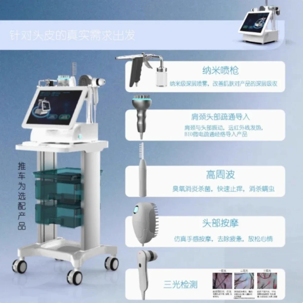 to SalesMulti Functional Scalp Care Comprehensive Instrument, Scalp Detection Device, Five In One Nano Spray Gun Massage Hair A