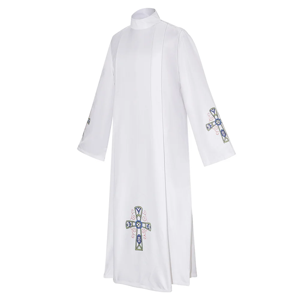 White Priest Cosplay Uniform Robe Clothing Priestly Sacramental Costume Disguise Adult Men Roleplay Fantasia Male Outfits