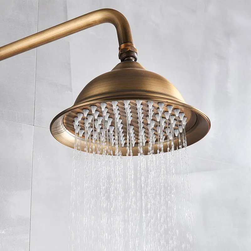 Imagem -02 - Antique Brass Round Rainfall Shower Head Alta Pressão Rotação de 360 ° Ajustável Waterfall Rain Polegada