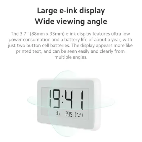 XIAOMI Mijia डिजिटल घड़ी BT4.0 वायरलेस इनडोर आउटडोर हाइग्रोमीटर थर्मामीटर ई-लिंक स्क्रीन तापमान आर्द्रता मापने वाला टूल 6 best sales ई इंक घड़ी - №4