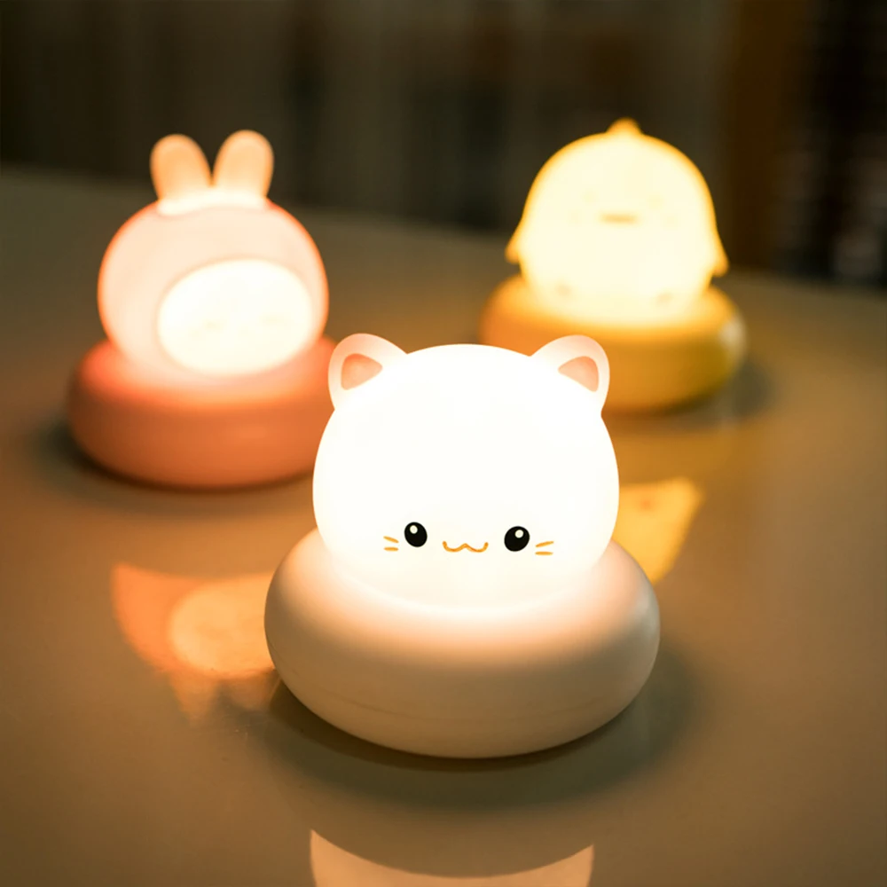Cartoon Animals Night Light Children's Night Light Bear Rabbit Baby Nightlight for Baby Kid Bedroom Decoration USB Led Lamp