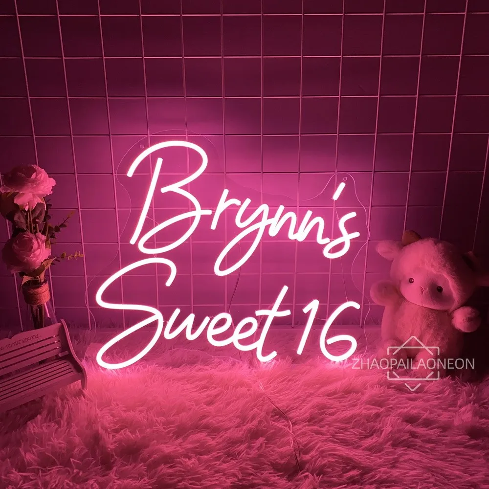 

Custom Neon Signs Sweet 16 Birthday Neon Led Signs Birthday Decor Room Bedroom Decor Wall Hanging Neon Lights Personalized Gifts