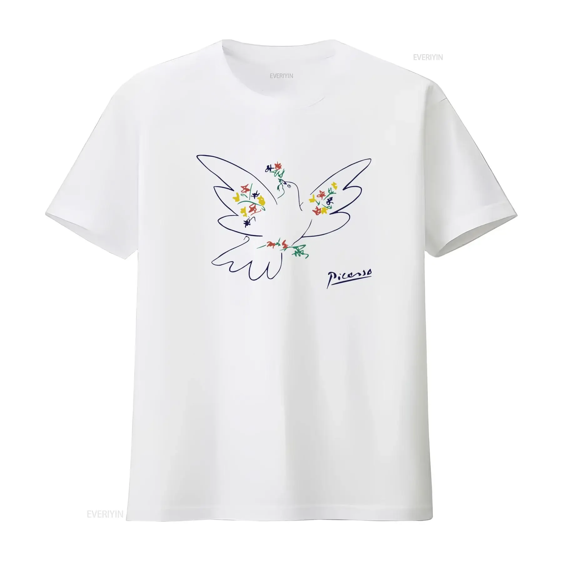 Pablo Picasso Dove With Flowers 1949 Artwork T Shirt vintage Washed homme Comfortable fashion Soft Breathable designer clothes