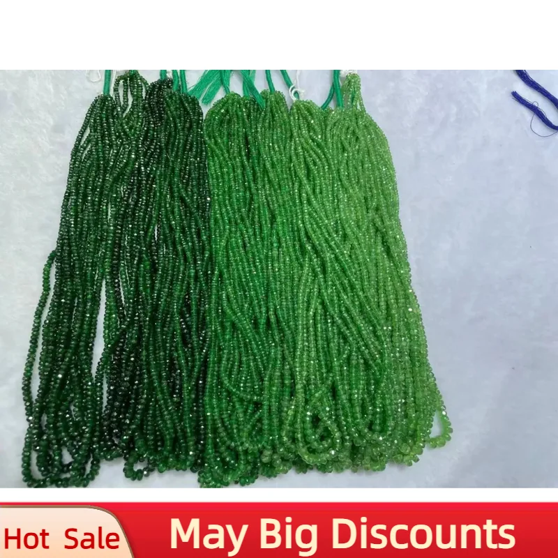 

2024 New Green Color Tsavorite Roundelle Faceted 3-5mm 40cm for DIY Jewelry Making Loose Beads Nature Gemstone