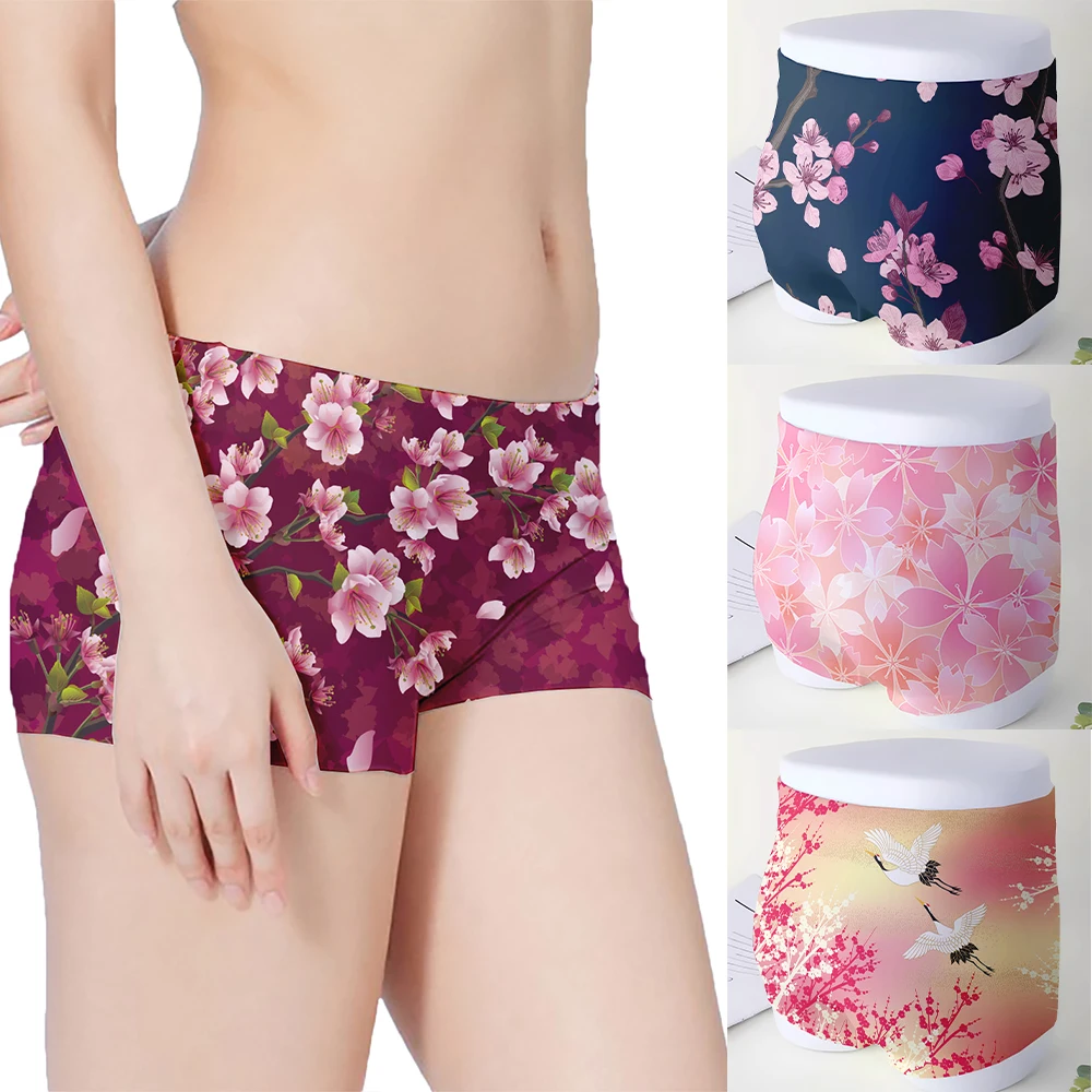 New pink cherry blossom women's shorts fashionable sweet summer comfortable beach vacation swimming trunks daily safety pants