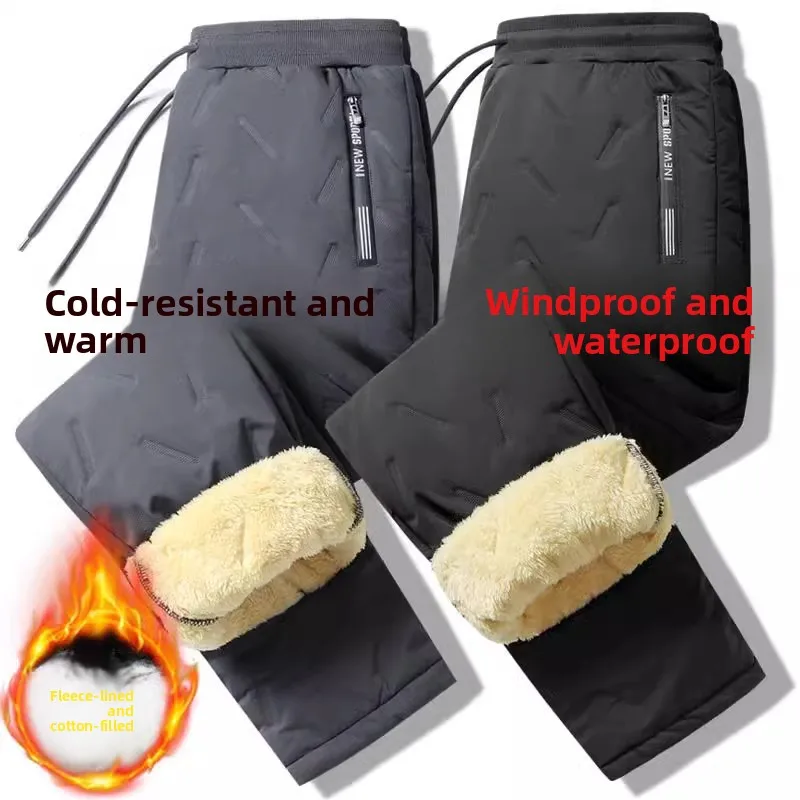 

Хлопковые брюки Thiened на пуху для мужчин и женщин, зимняя уличная одежда, теплые брюки со снежной подкладкой на подкладке, молодежные брюки...