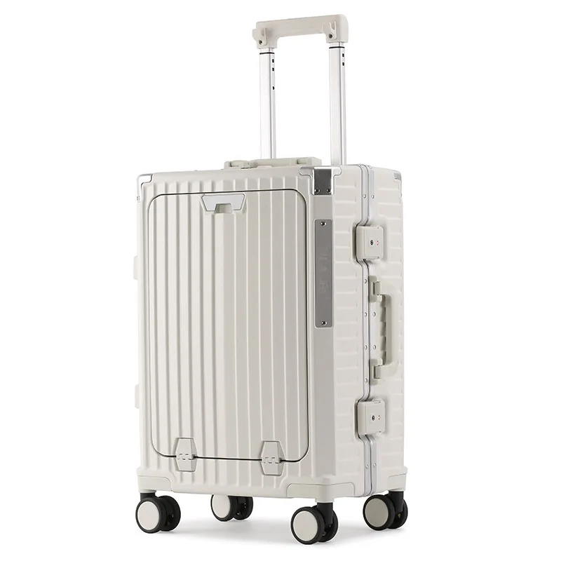 Carry On Luggage 20\'\' Travel Suitcase Rolling Luggage Aluminum Frame PC Hardside With Spinner Wheels Front Open Lid Travel Box