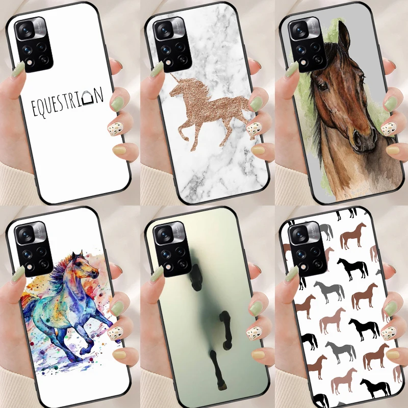 Horse Pony Pattern For Xiaomi Redmi Note 10 Pro Case Cover For Redmi Note 11 Pro 8 9 9S 10S 9A 9T 9C Coque